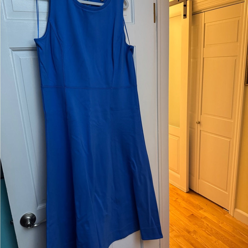 LOFT Blue Sleeveless A-Line Midi Dress